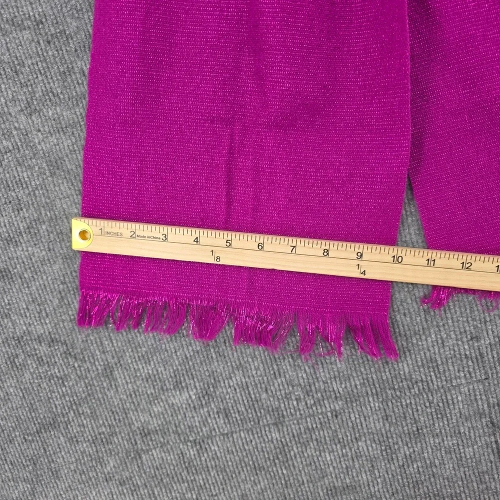 Glentex Vintage Magenta Pink Metallic Shimmer Fringed Scarf Rectangular Wrap